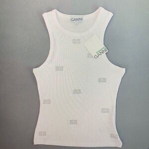 Ganni Embrellished Tank top white